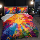 Axyaa Rainbow Sunrise Flower Field Duvet Cover Set - 3 pieces
