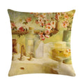 Axyaa Retro Flower Oil Painting Linen Pillowcase 45*45cm
