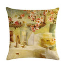 Axyaa Retro Flower Oil Painting Linen Pillowcase 45*45cm