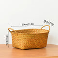 Axyaa Wicker Storage Basket Picnic Laundry Organizer Fruit Seaweed Box