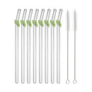 Axyaa 200*8mm Leaf Glass Straws for Smoothie Cocktail Coffee Juice Drinks