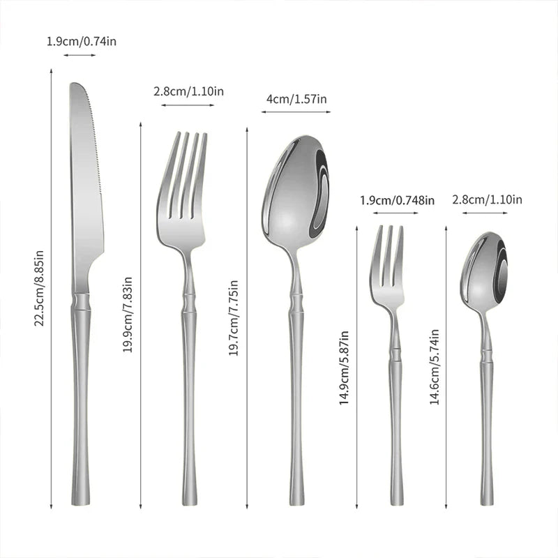 Axyaa Stainless Steel Tableware Set Knife Spork Kitchen Restaurant 20/30pcs Silver