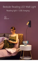 Axyaa Black Brass USB Wall Lamp Sconce, 3W Spotlight for Bedroom Reading
