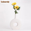 Axyaa Donut Design Ceramic Vase for Single Branch Flower Arranging