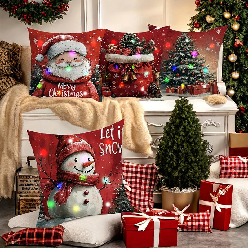 Axyaa LED Luminous Pillowcase, Christmas Home Decoration, Sofa Cushion Cover, 45x45cm