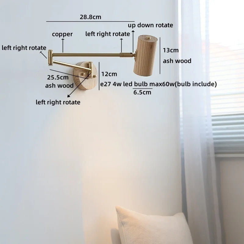 Nordic LED Wall Light Mirror Bathroom Swing Arm Aplique Pared by Axyaa