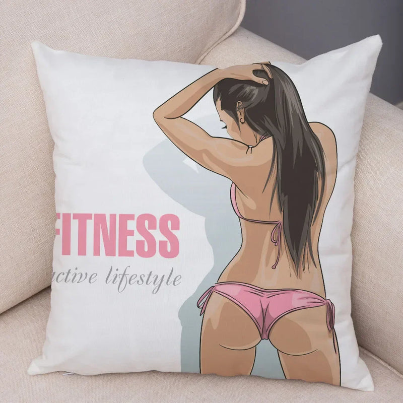 Axyaa Cartoon Lady Chest Decorative Pillowcase - Fashion Girl Design