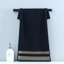 Axyaa Black Cotton Towels 34x74cm 70x140cm Embroidered Hotel Quality Bath Towel