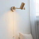 Axyaa Japanese Walnut LED Wall Lamp, Swing Arm Light for Bedroom and Study