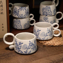 Axyaa 12oz Blue and White Ceramic Coffee Mug - Handmade Stoneware Cup