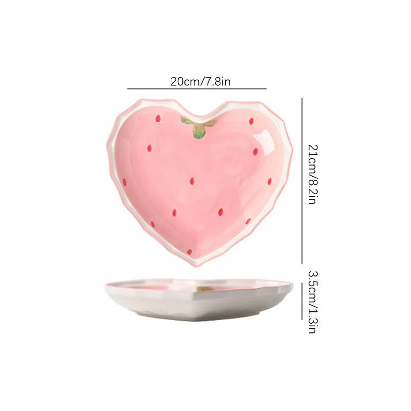 Axyaa Strawberry Girl Heart Tableware Set - Bowl, Spoon, Plate