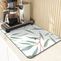 Axyaa Leaf Print Coasters & Drying Mat Set for Kitchen Essentials