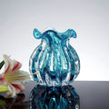Axyaa Water Blue Bubble Money Bag Vase with Green Plant and Flower Arrangement