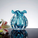 Axyaa Water Blue Bubble Money Bag Vase with Green Plant and Flower Arrangement