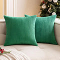 Axyaa Christmas Red Striped Corduroy Pillow Covers Set