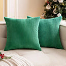 Axyaa Christmas Red Striped Corduroy Pillow Covers Set