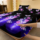 Axyaa Floral Butterfly Print Quilted Fitted Sheet for Mattresses