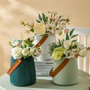 Axyaa Leather Handle Flower Vase Modern Nordic Style Plastic Pot