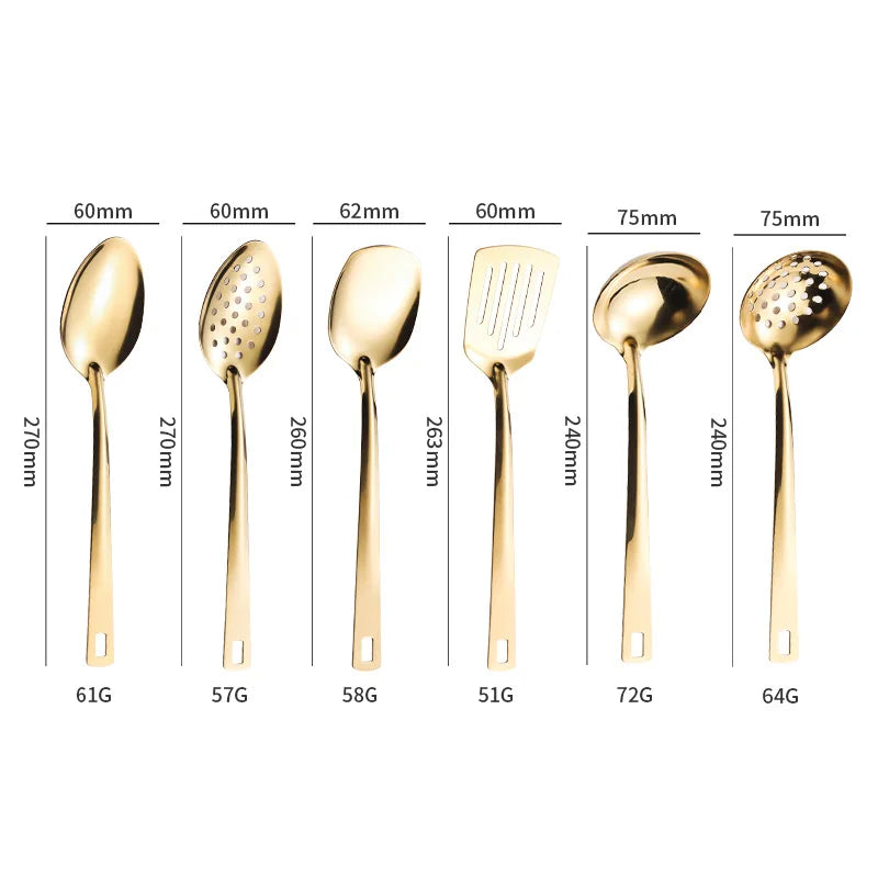 Axyaa Stainless Steel Cutlery Set Spoon Spatula Clander Kitchenware Mirror Polished