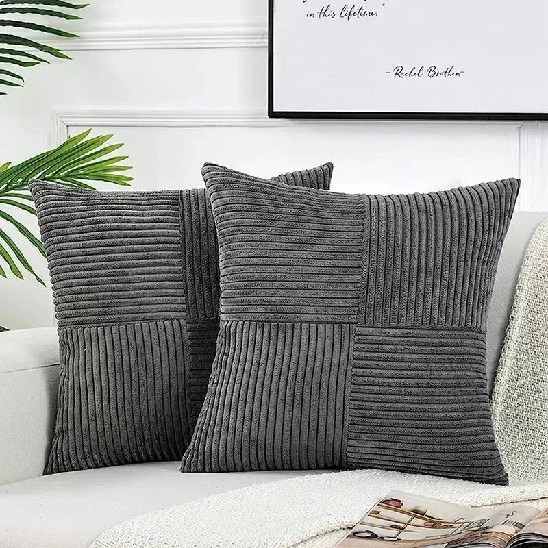 Corduroy Boho Throw Pillow Covers 18x18 Inch for Home Decor - Axyaa
