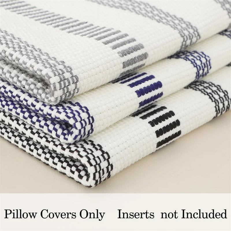Axyaa Striped Cotton Pillow Cover 45x45cm Luxury Throw Pillow Case