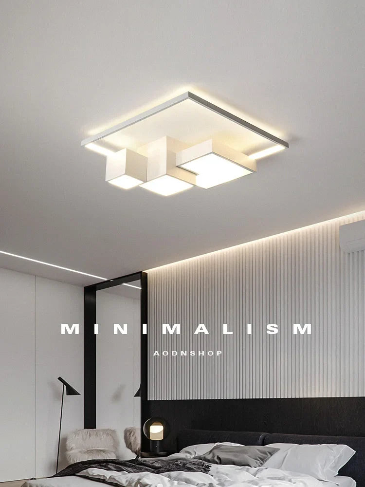 Axyaa Nordic Square Ceiling Lamp Modern Minimalist Master Bedroom Lighting
