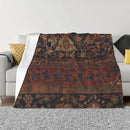 Axyaa Boho Chic Dark Medallion Rug Blanket in Red Blue Green Brown Pattern