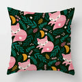 Axyaa Linen Fox Sofa Cushion Cover 50x50 Square Home Décor Pillowcase
