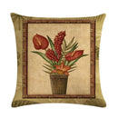 Axyaa Floral Vase Print Linen Cushion Cover 45*45cm