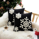Axyaa Christmas Snowflake Plush Pillow Cover Embroidered Cotton Cushion 1PC