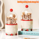 Axyaa Rotating Makeup Brush Holder with Cover - Large Dustproof Cosmetic Storage Rack