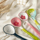 Cute Hand-painted Ceramic Flower Soup Spoon by Axyaa