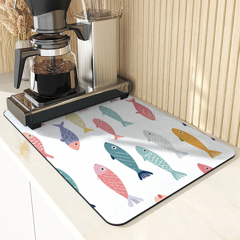 Axyaa Diatom Mud Kitchen Drain Pads - Sea Fish Absorbent Tableware Mat