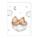 Axyaa Boho Cloud Moon Bear Nursery Wall Art Poster Kids Room Decor