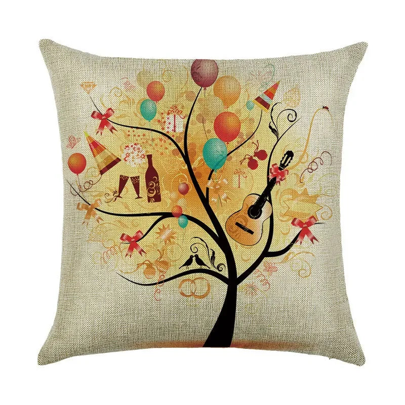 Axyaa Cartoon Pattern Linen Pillowcase - Home Sofa Decorative Cushion Cover
