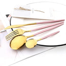 Axyaa 12-Piece Pink Gold Stainless Steel Cutlery Set