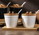 Axya Ceramic Seasoning Pot Set with Spoon Cover - Retro Japanese Style Salt Pepper Oil Jars