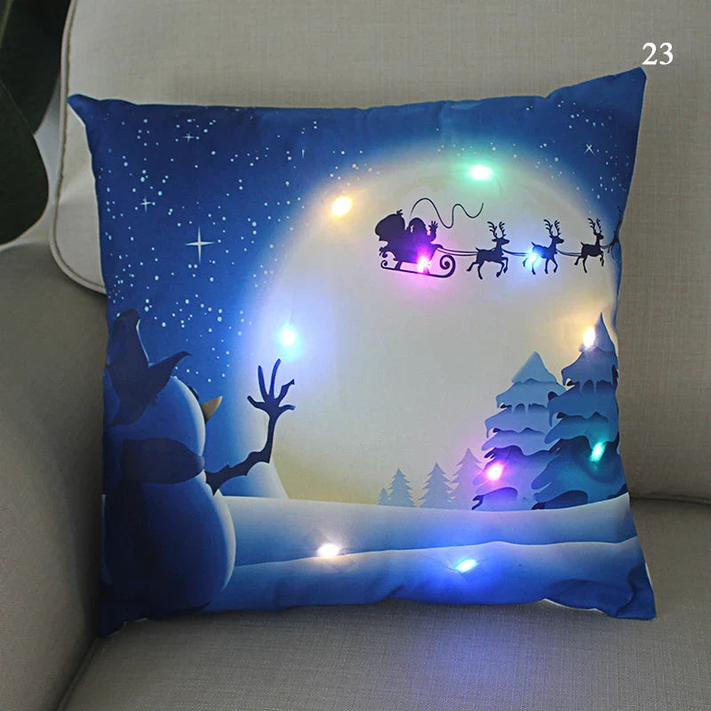 Axyaa LED Santa Claus Cushion Cover: Festive Light-Up Pillowcase for Home Decor