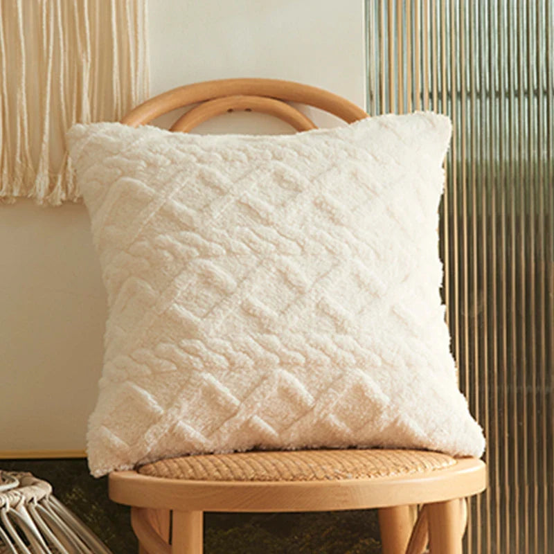 Axyaa Short Plush Boho Pillowcases 45x45cm - Soft Cushion Cover for Home Decor
