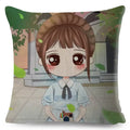 Axyaa Beautiful Girl Pattern Linen Pillowcase for Living Room and Bedroom