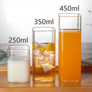 Axyaa Square Glass Coffee Mug Set Glass Tea Cups for Milk Beer Juice Wine.