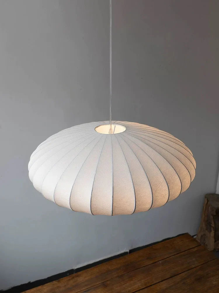 Nordic Silk Pendant Lights Modern Wabi Sabi E27 LED Chandeliers by Axyaa