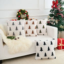 Axyaa Faux Rabbit Fur Christmas Trees Pillow Cover, Soft & Cozy Green/Black/White, 45x45cm