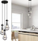 Axyaa Luxury Crystal Raindrop Pendant Light Kitchen Island Brushed Nickel Lighting