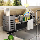 Axyaa Steel Sponge and Brush Holder Sink Caddy with Self-Drain Tray