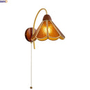 Axyaa Amber Glass LED Wall Sconce Antique Brass Industrial Vintage Bedside Lamp