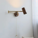 Axyaa Japanese Walnut LED Wall Lamp Swing Arm Light Wabi Sabi Style Creative Lighting