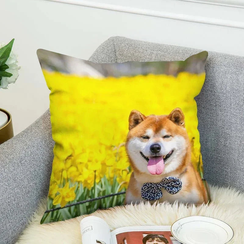 Axyaa Shiba Inu Pillow Cover for Decorative Home and Car Cushions