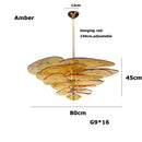 Colorized Glass Leaves Chandelier by Axyaa: Stoned Art Glass, Dimming Function