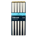 Axyaa White Metal Alloy Chopsticks Set - 5 Pairs Reusable Japanese Chinese Korean Tableware